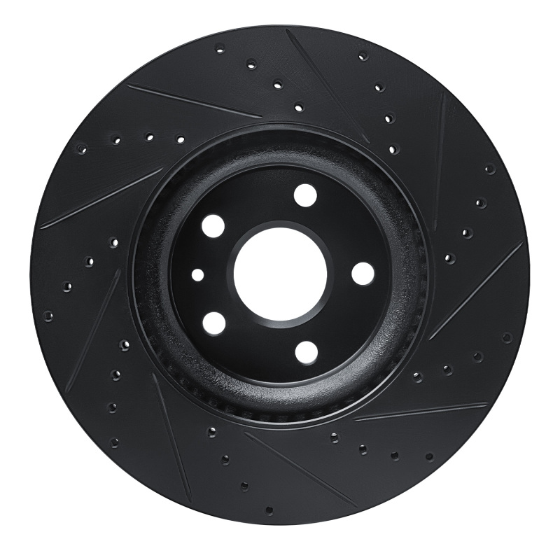 Buick Regal Brake Rotor (1) - Front Left - R1 Concepts - Drilled & Slotted - Black - `13-`19